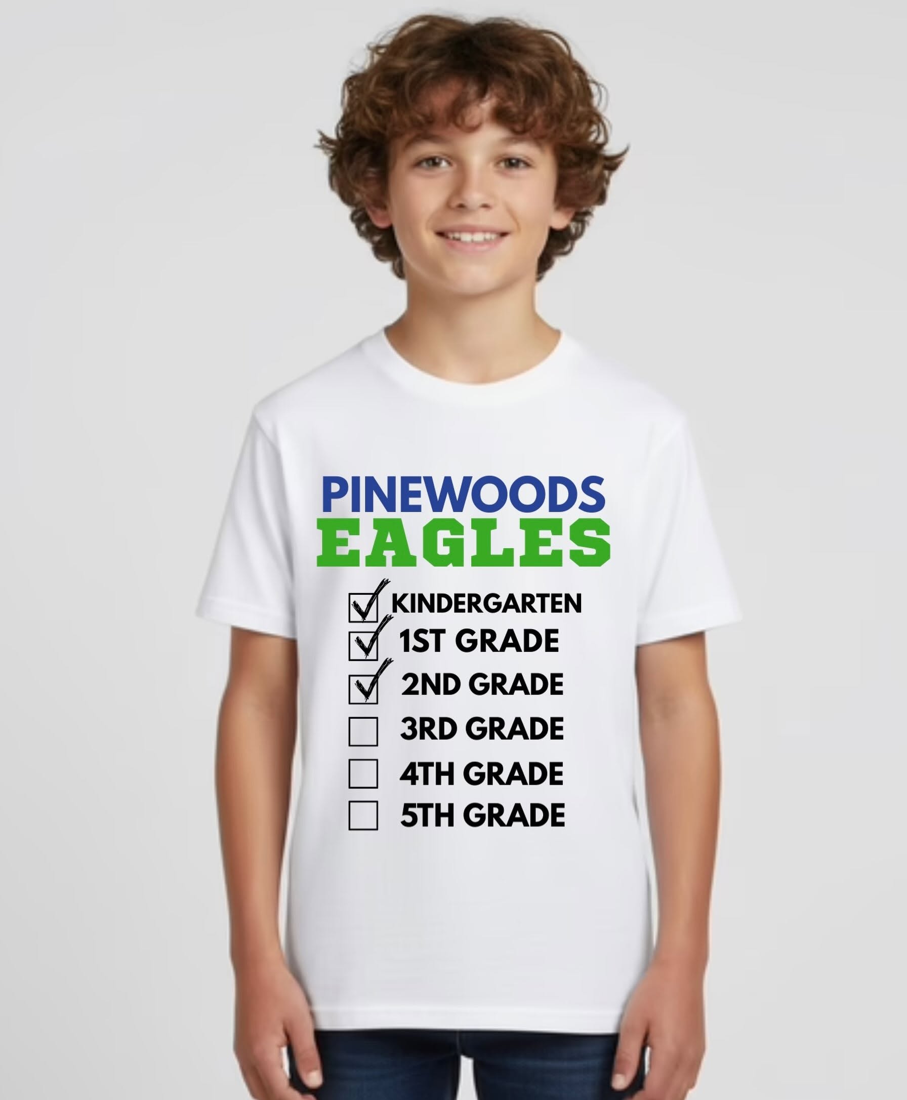 Custom youth t-shirt design for Pinewoods Eagles school spirit wear